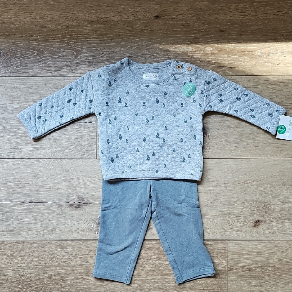 Little Planet Evergreen Trees Organic Cotton Quilted Sweatshirt And Pants Set